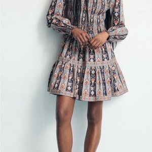 Hill House Blue and Orange Long Sleeve Dress